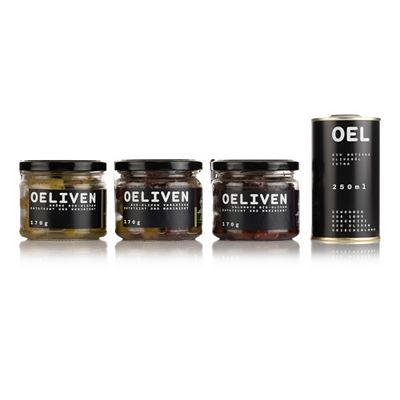Thumbnail - OEL BERLIN Bio Natives Olivenöl extra und drei Sorten Bio-Oliven Inhalt 250ml + 510g