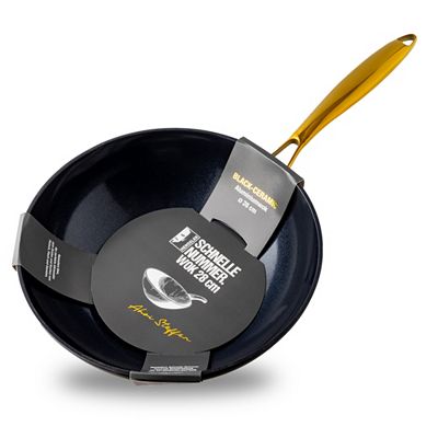 Thumbnail - HENSSLERS Aluminium-Wok Ø28cm goldener Edelstahlgriff