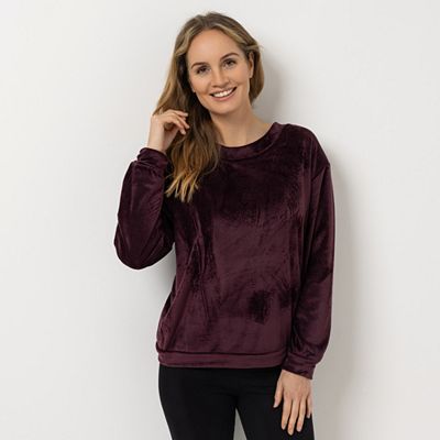Thumbnail - MONT CHALET Damen-Pullover uni Mikrofaser Samtfell Bindeschleife