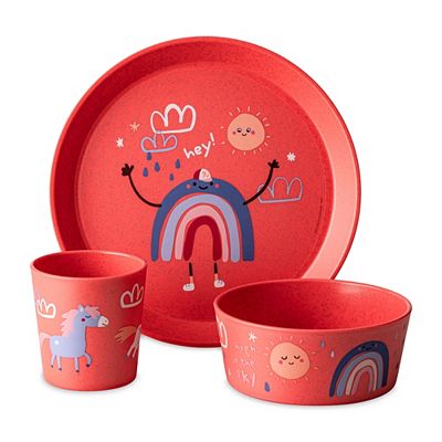 KOZIOL Kinder Geschirr-Set 3tlg.: Teller, Schale und Becher im Dreams Design