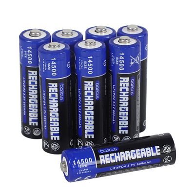 BARICUS Akkus LiFePO4 14500 wiederaufladbar 3,2V, 600mAh 8 Stück