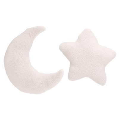 COZEE HOME 2 Dekokissen Mond & Stern Teddy Bouclé waschbar, ca. 48x48cm