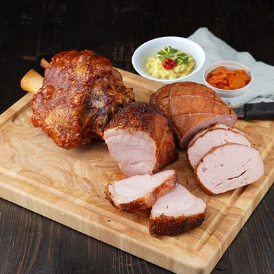 Thumbnail - TANNENGLÜCK Schlemmerpaket Haxe, Fleischkäse und Gourmetschinken Inhalt 2.000g