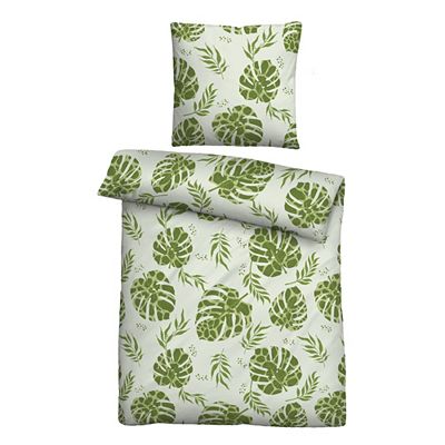 Castell® Betttwäsche tropical Blätter Baumwoll Linon Einzelbett, 2tlg.