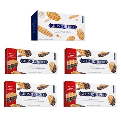 JULES DESTROOPER Butterwaffeln mit und ohne Schokolade 5 Packungen Inhalt 1.400g