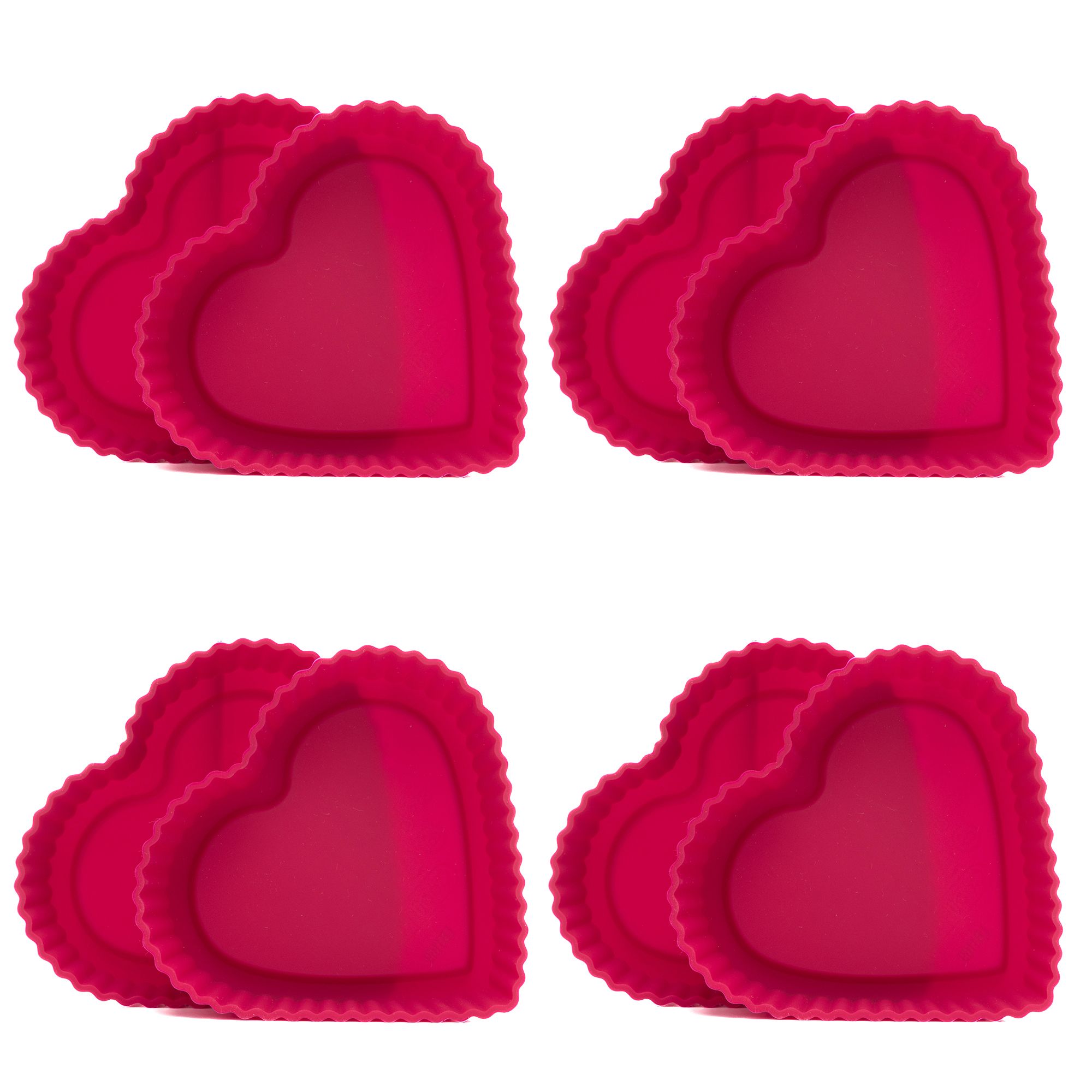 COOLINATO Mini Tartelettes in Herzform Platin Silikon 8tlg. Set