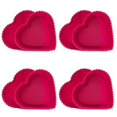 COOLINATO Mini Tartelettes in Herzform Platin Silikon 8tlg. Set