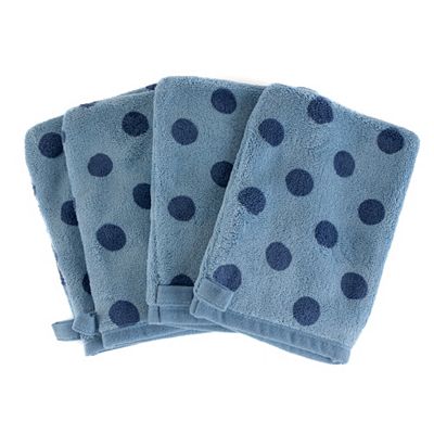 BADIZIO Softdry 4 Waschhandschuhe Punkte MF Kuschelplüsch ca. 15x21cm