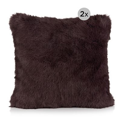 MONT CHALET 2 Kissenhüllen Webpelz-Fellimitat Mikrofaser-Rückseite waschbar, ca. 50x50cm