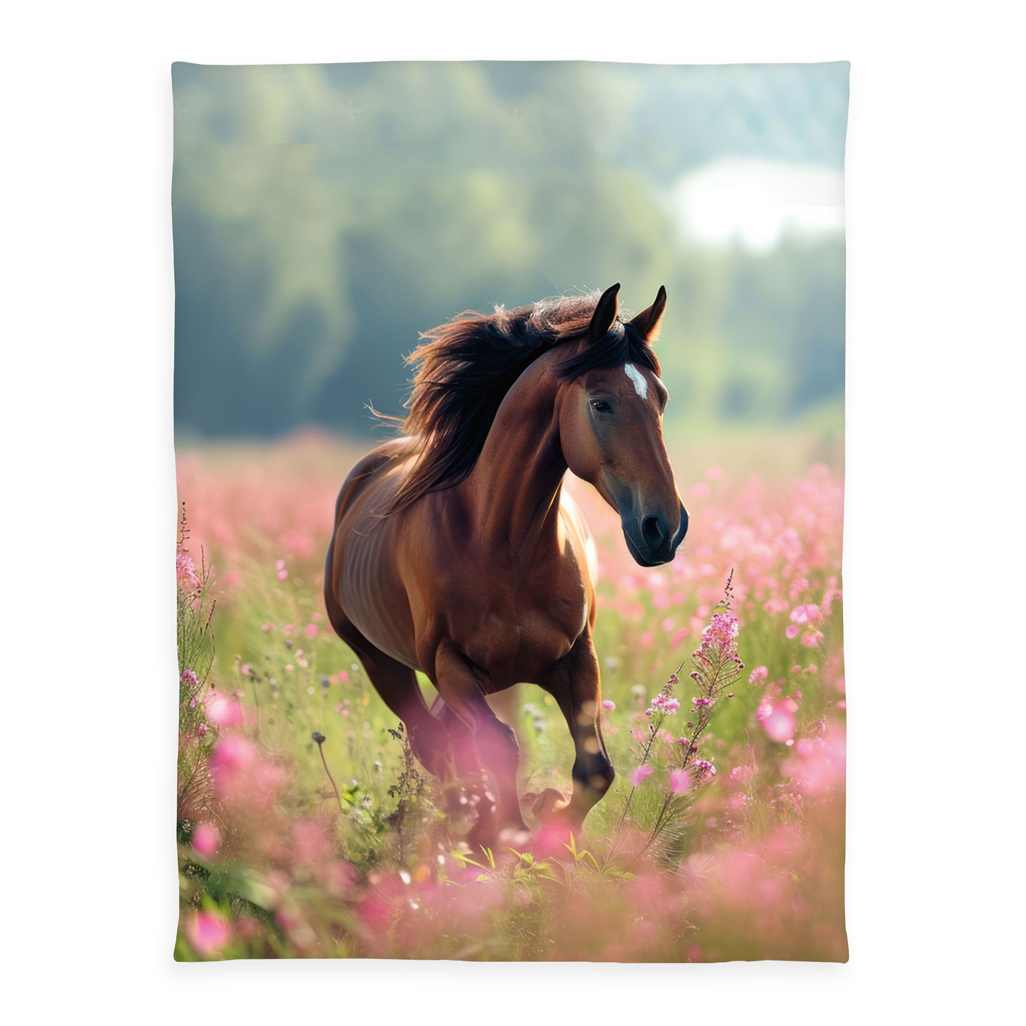 Young Collection Decke Pferd auf Wiese Wellsoft-Flausch ca. 75x150cm