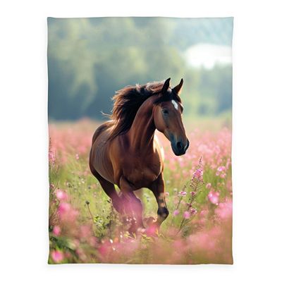 Young Collection Decke Pferd auf Wiese Wellsoft-Flausch ca. 75x150cm
