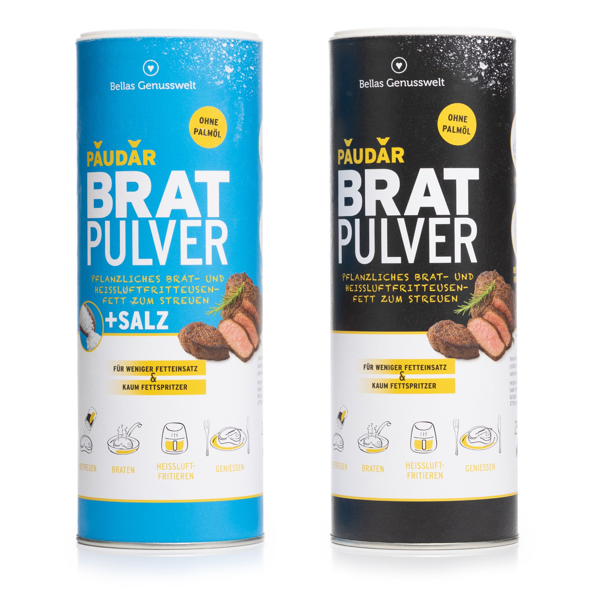 PAUDAR pflanzliches Brat- & Heißluftfritteusen- Fett zum Streuen 2x 250g in der Dose