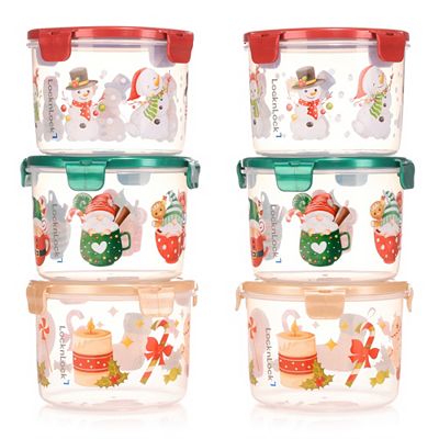 LocknLock 6 Frischhaltedosen rund mit Weihnachtsmotiven je 1,3L Volumen