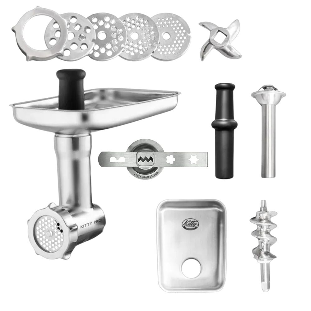 Kitty PROFESSIONAL® Edelstahl-Fleischwolf inkl. Zubehör für alle KITCHENAID®-Maschinen