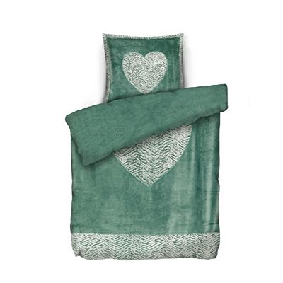 MONT CHALET Fell-Wendebettwäsche Herz-Applikation Mikrofaser-Abseite Einzelbett, 2tlg.
