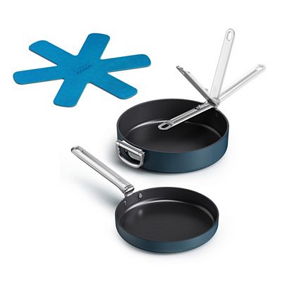 JOSEPH JOSEPH Space Pfannen-Set Ø24cm und Ø28cm mit Klappgriffen inkl. Filz-Schutz