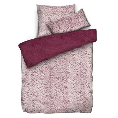 MONT CHALET Fell-Wendebettwäsche Rosenprägung Mikrofaser-Abseite Einzelbett, 3tlg.