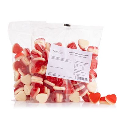 GRAND-CRU KONFEKT Himbeer-Herzen auf Schaumzucker Fruchtgummi Inhalt 2x 500g