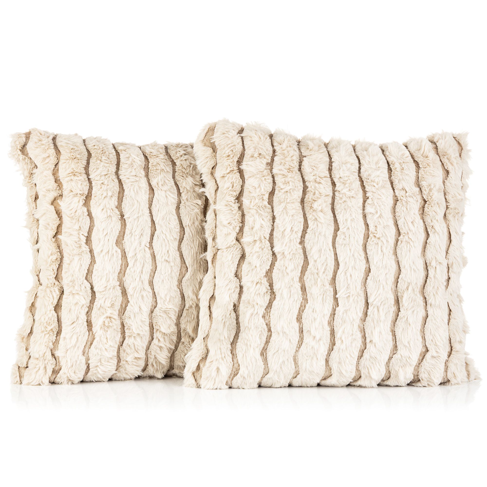 MONT CHALET 2 Kissenhüllen Jacquard-Streifen Mikrofaser Chinchilla waschbar