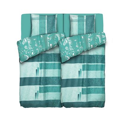 SOFT WAVE Wendebettwäsche Grafik / Glitzerranke Mikrofaser Seersucker Doppelbett, 6tlg.