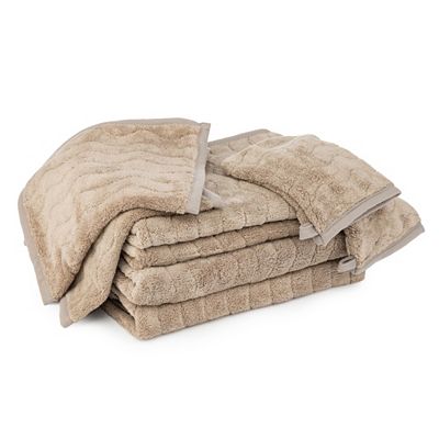 BADIZIO Softdry Frottier-Set uni Wellen-Jacquard MF Kuschelplüsch 8tlg.
