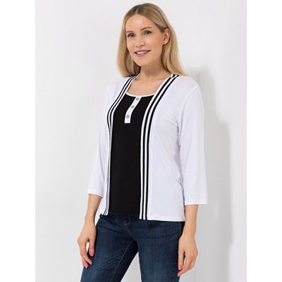 Thumbnail - B-Ware DENIM & CO. Shirt, 3/4-Arm Knopfleiste Twinset-Optik