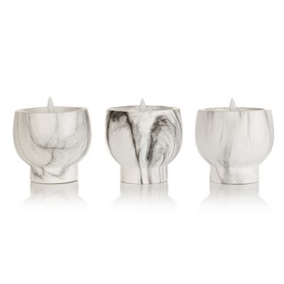 B-Ware ELAMBIA 3 LED-Kerzen Polyresin/Marmoroptik Flamme Luma, Timer