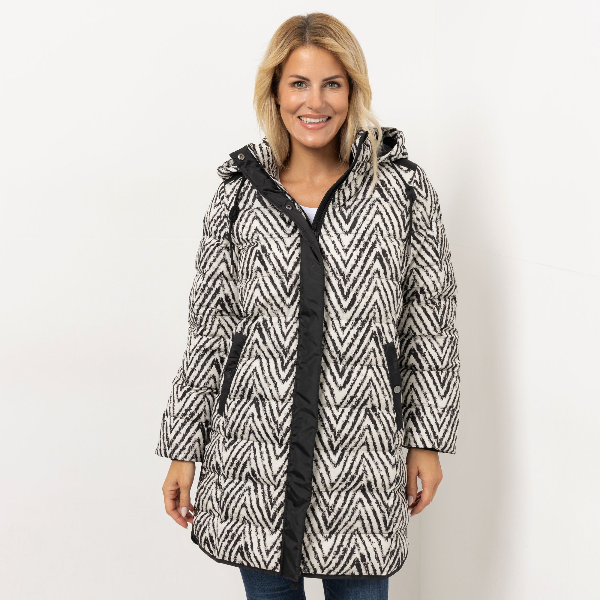 B-Ware EVA LUTZ Steppmantel mit Kapuze 2-Wege-Reißverschluss