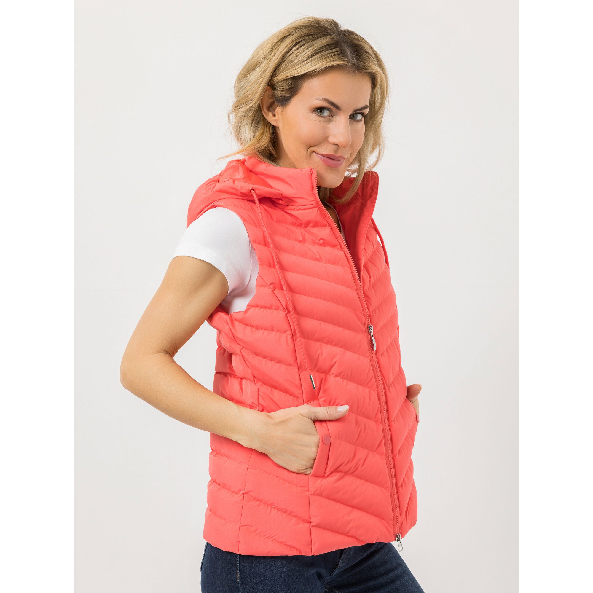 B-Ware VIA MILANO Weste 2-Wege-Zipper abnehmbare Kapuze