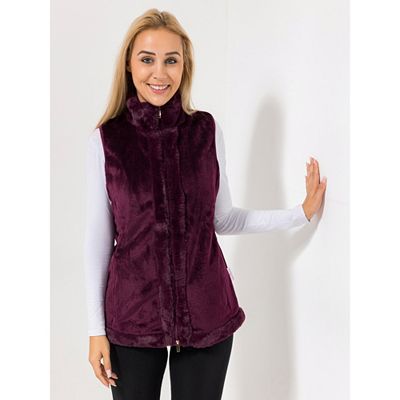 B-Ware MONT CHALET Damen-Weste Fellimitatbesatz Stehkragen