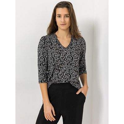 B-Ware KIM & CO. Shirt, 3/4-Arm Brazil Knit Jersey gerüschter Ausschnitt