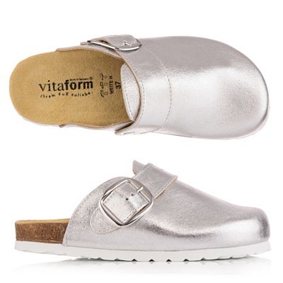B-Ware VITAFORM Damen Clog echt Leder Metallic