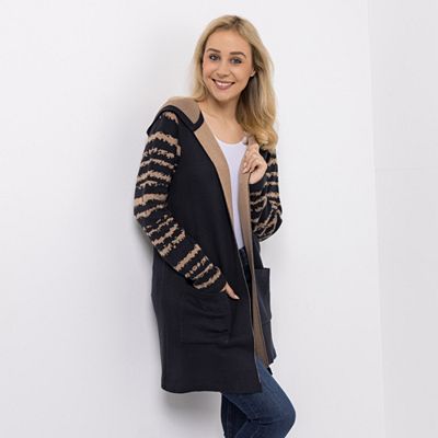 B-Ware DINE 'N' DANCE Longcardigan offene Front mit Kapuze