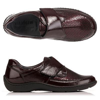 B-Ware VITAFORM Damen-Halbschuh Lackleder/Stretch Klettverschluss