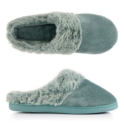 B-Ware MONT CHALET Damen-Hausschuh uni Fellbesatz weich gepolstert