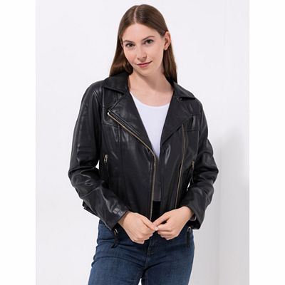 B-Ware ANNI FOR FRIENDS Jacke, Leder-Optik Reverskragen 2-Wege-Zipper