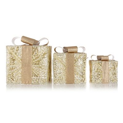 B-Ware LUMIDA Xmas 3 LED-Geschenke 6h-Timerfunktion H. 20, 26,5 & 31,5cm