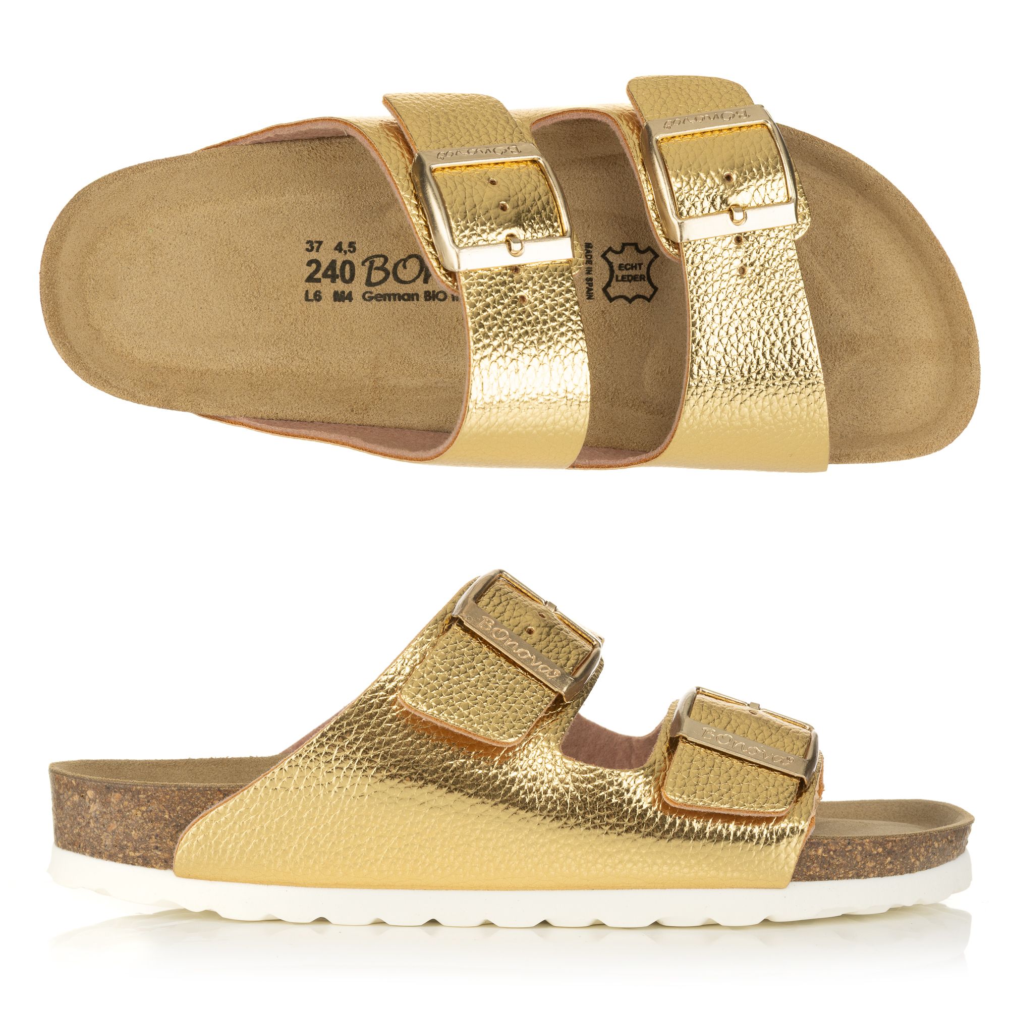 B-Ware BONOVA Damen-Pantolette Metallic-Optik 2 verstl. Riemen