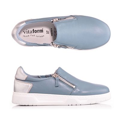 B-Ware VITAFORM Damen-Slipper Softnappaleder 2 Reißverschlüsse