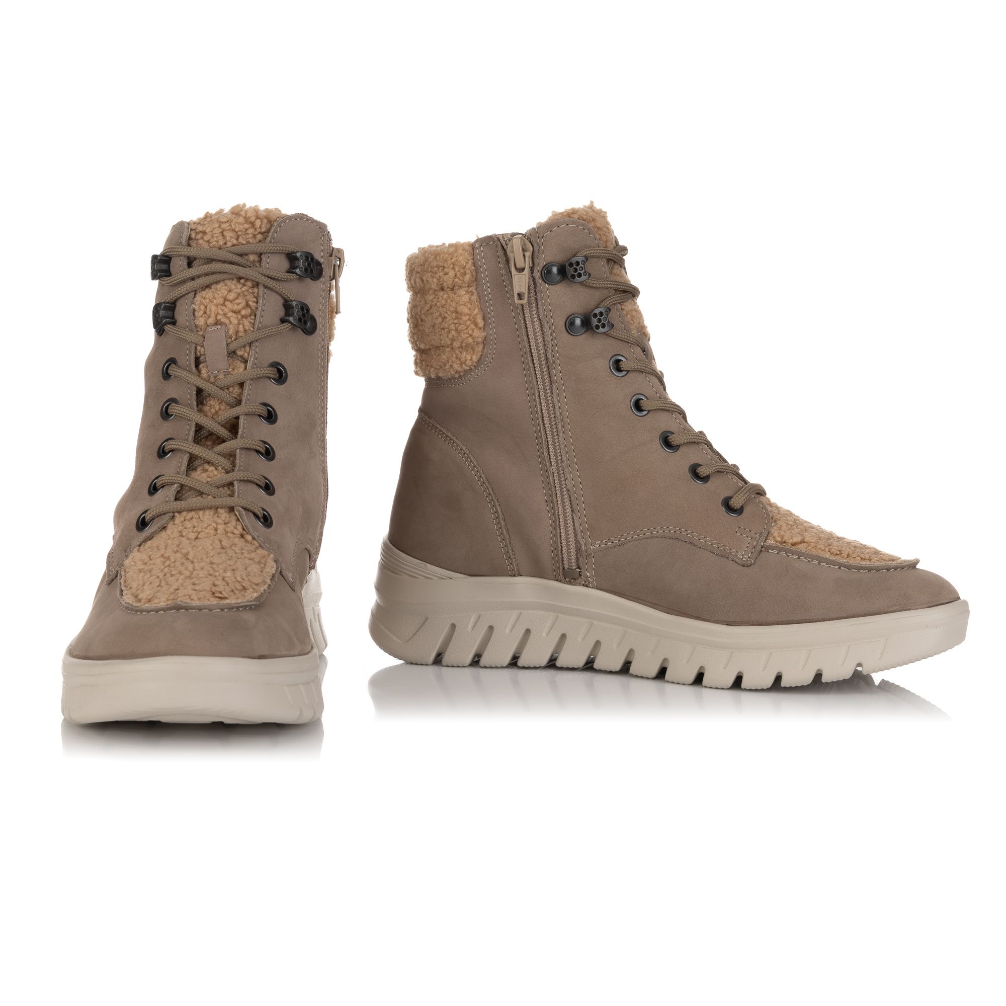 B-Ware VITAFORM Damen-Stiefelette Nubukleder Teddyfelldetails