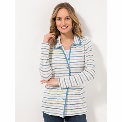 B-Ware DENIM & CO. Strickjacke, 1/1-Arm geknöpft V-Ausschnitt