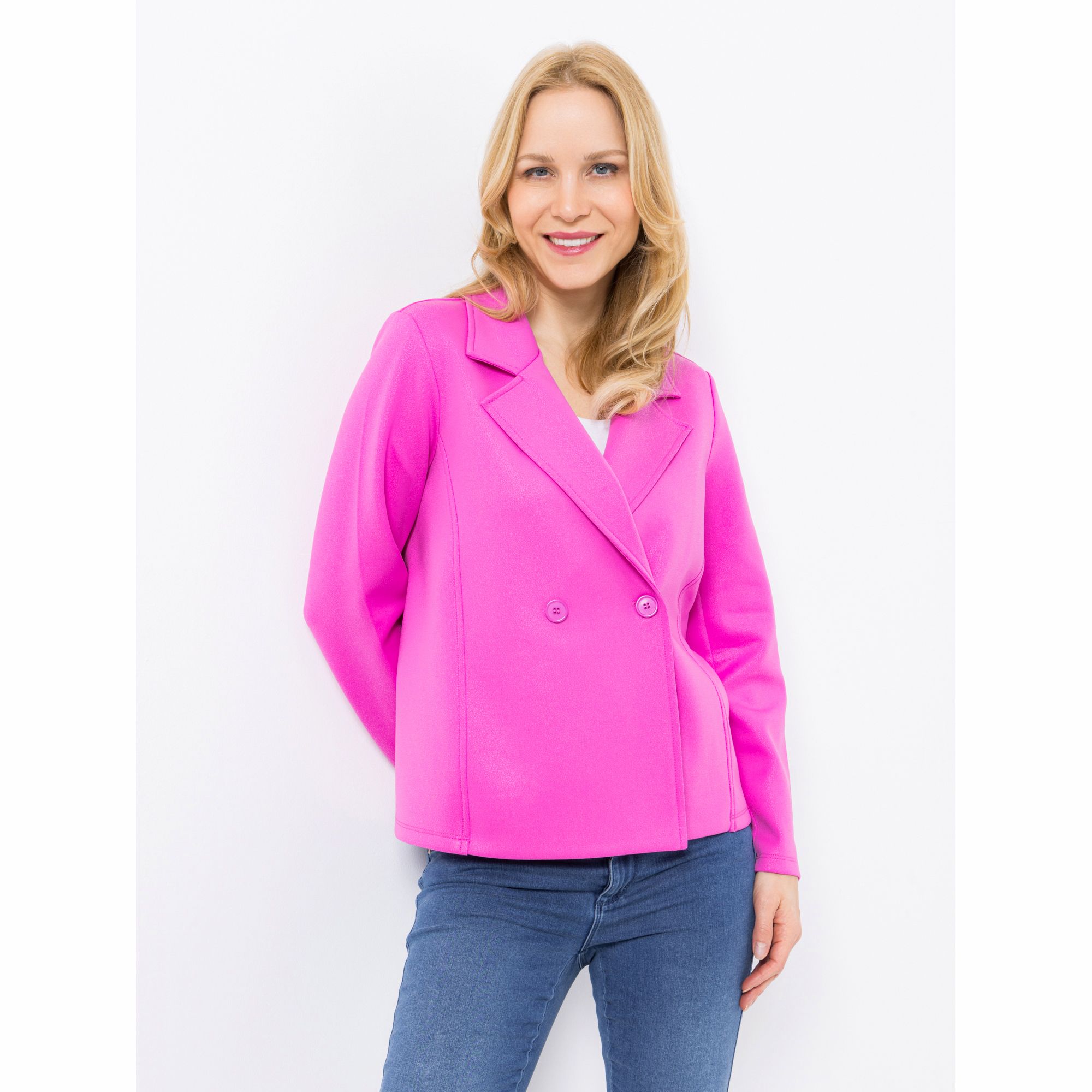 B-Ware KIM & CO. Blazer, Langarm Scuba Leder Optik Reverskragen