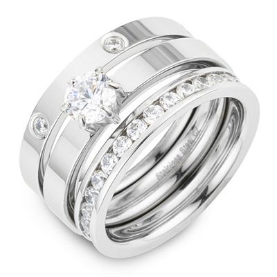 B-Ware DIAMONIQUE® 3tlg. Ring-Set mind. = 1,43ct Brillantschliff