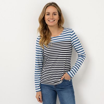 B-Ware STRANDFEIN Streifenshirt Rundhalsausschnitt OEKO-TEX®Standard 100