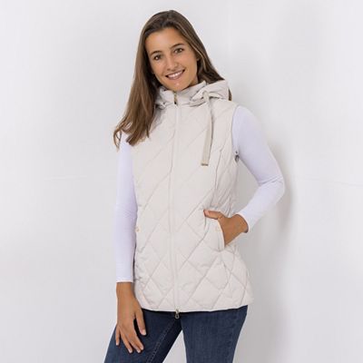 B-Ware VIA MILANO Weste Stehkragen Kapuze mit Bindeband