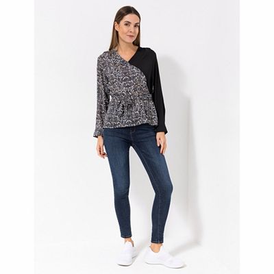 B-Ware ICONIC by Marina Hoermanseder Bluse, 1/1 Arm mit Bindegürtel