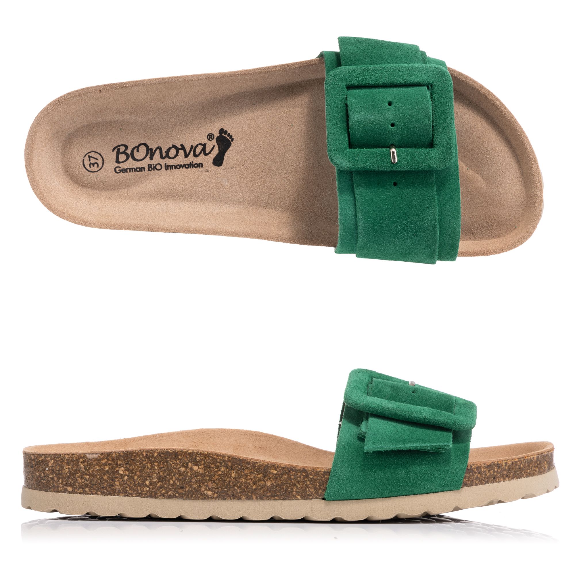 B-Ware BONOVA Damen-Pantolette Veloursleder Super-Soft-Fußbett