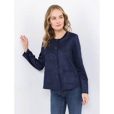 B-Ware KIM & CO. Blazer, langer Arm Velours-Optik Jersey Knopfleiste