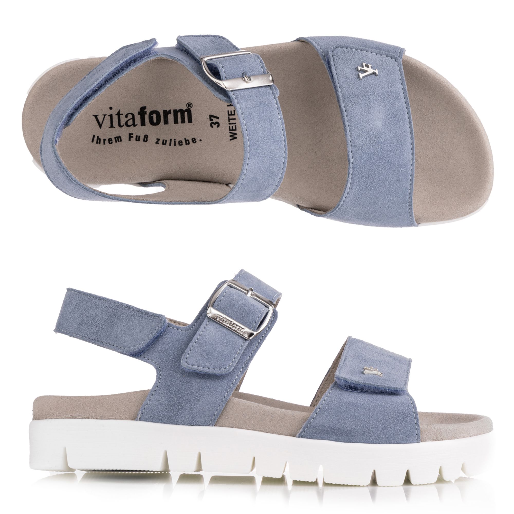 B-Ware VITAFORM Damen- Sandalette Samtziege VF Schmuckniete