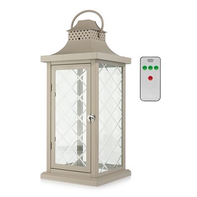 B-Ware LUMIDA Xmas XL-Outdoorlaterne Dekor-Glas mit Tür 3-fach Leuchteffekt